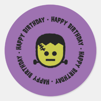 Adesivo Redondo Frankenstein Halloween Birthday Stickers