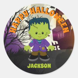 Adesivo Redondo Frankenstein Halloween Stickers Kids Personalizado