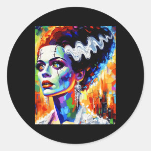 Adesivo Redondo Frankenstein Monster E Bride Halloween Matching