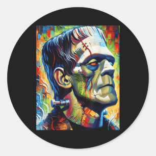 Adesivo Redondo Frankenstein Monster E Bride Halloween Matching