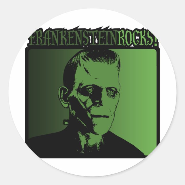Adesivo Redondo Frankenstein Rock! (Frente)