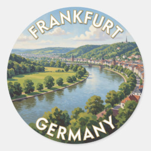 Adesivo Redondo Frankfurt Alemanha Colinas Verdes Natureza 🌿