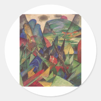 Adesivo Redondo Franz Marc - Raposas 1913 Canvas de petróleo Rapos