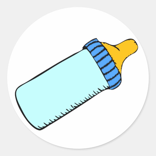 Adesivo Redondo Frasco de Bebê Azul (Frente)