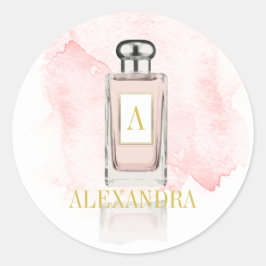 Adesivo Redondo Frasco de Perfume de Monograma Elegante