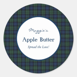 Adesivo Redondo Frasco Labelsl do doce da xadrez de Tartan de
