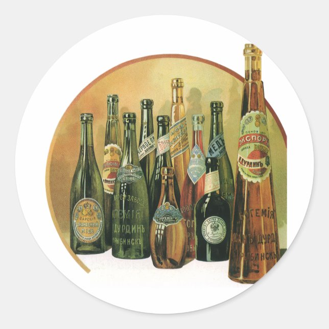Adesivo Redondo Frascos De Cerveja Importados, Álcool, Bebidas (Frente)