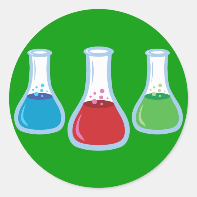 Adesivo Redondo Frascos de Ciência (Frente)