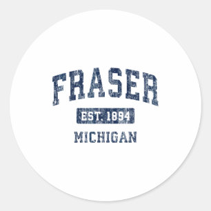 Adesivo Redondo Fraser Michigan Mi Esportes Vintage Estabelecidos 