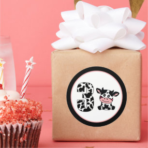 Adesivo Redondo fraternidade unisexo aguda três vaca de aniversári