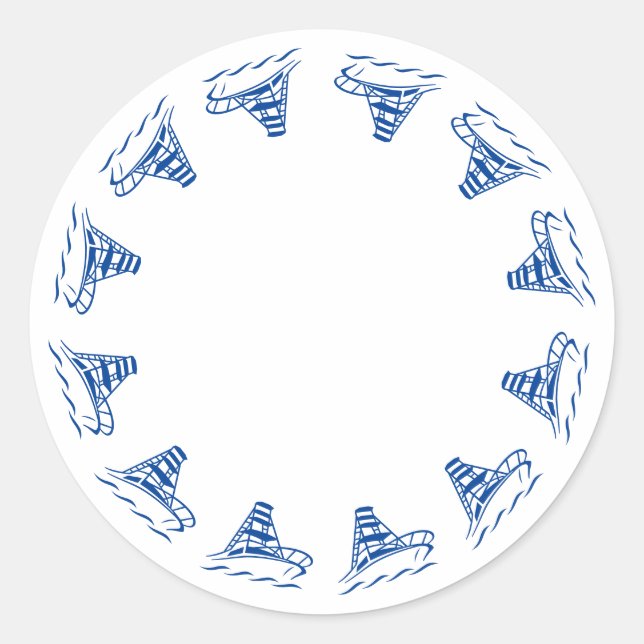 Adesivo Redondo Fratura azul-náutica vazio do navio (Frente)