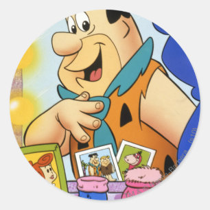 Adesivo Redondo Fred Flintstone Olha Em Espelho