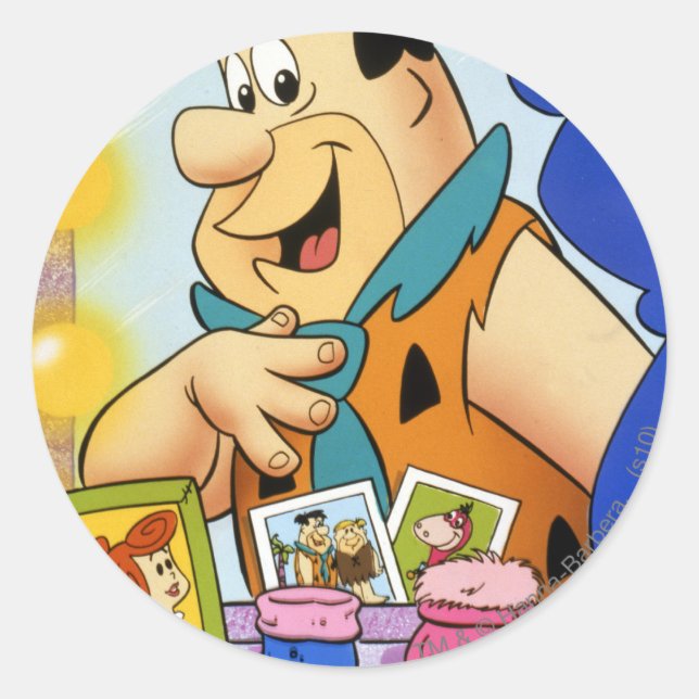 Adesivo Redondo Fred Flintstone Olha Em Espelho (Frente)