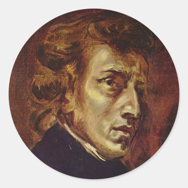 Adesivo Redondo Frederic Chopin Retrait por Eugene Delacroix (Frente)