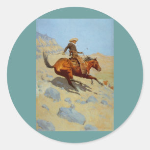 Adesivo Redondo Frederic Remington's The Cowboy (1902)