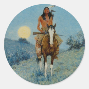 Adesivo Redondo Frederic Remington's The Outlier 1909