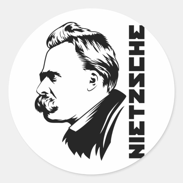 Adesivo Redondo Frederich Nietzsche Retrait Sticker (Frente)
