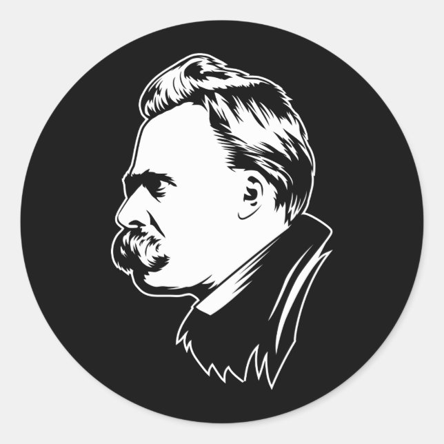 Adesivo Redondo Frederich Nietzsche Retrait Sticker (Frente)
