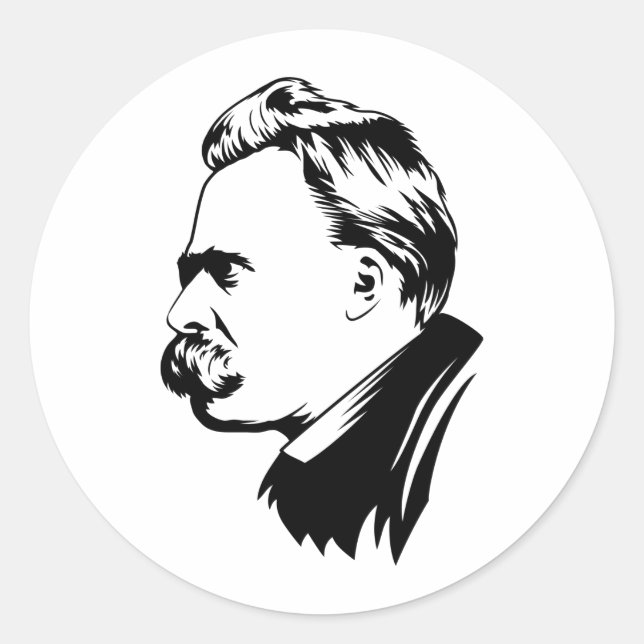 Adesivo Redondo Frederich Nietzsche Retrait Sticker (Frente)