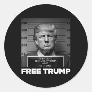 Adesivo Redondo Free Donald Trump Mugshot