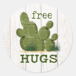 Adesivo Redondo Free Hugs Cactus
