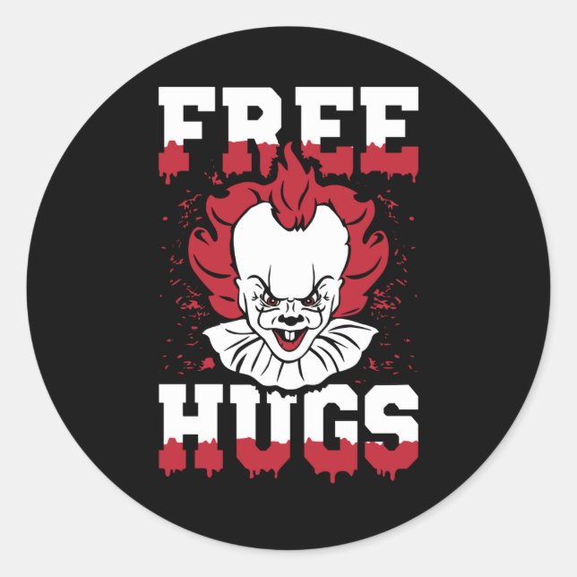 Adesivo Redondo Free Hugs Engraçado Filme de Horror (Frente)