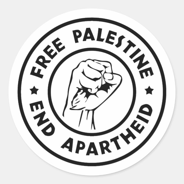 Adesivo Redondo Free Palestine End Apartheid (Frente)