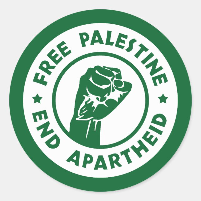Adesivo Redondo Free Palestine End Apartheid (Frente)