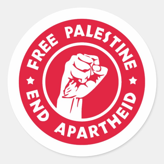Adesivo Redondo Free Palestine End Apartheid (Frente)