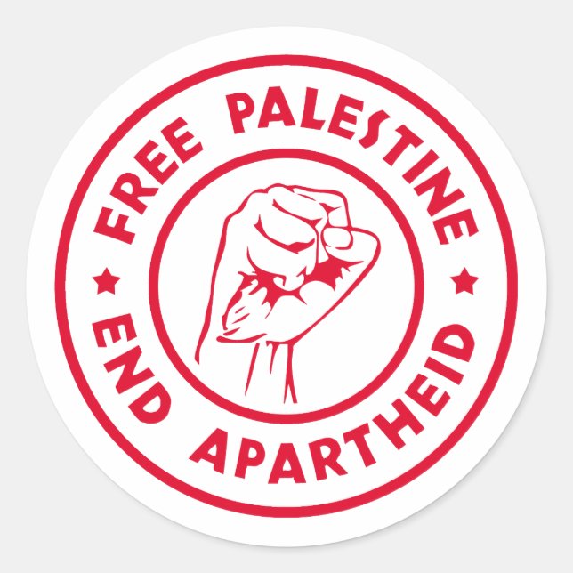 Adesivo Redondo Free Palestine End Apartheid (Frente)