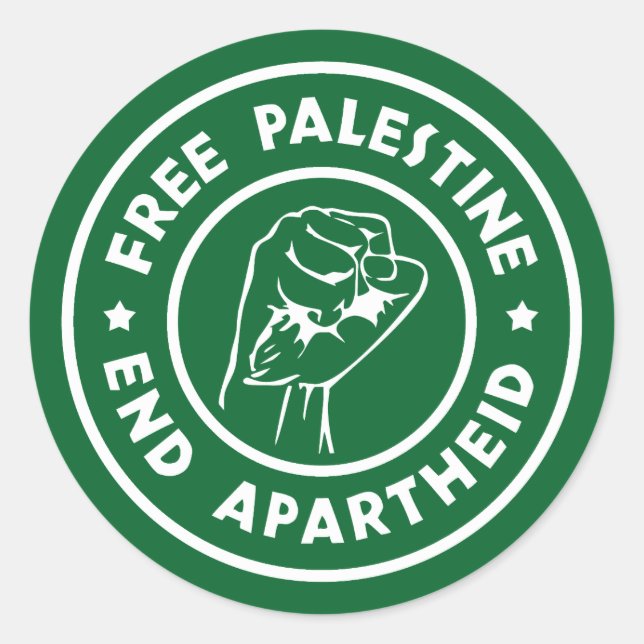 Adesivo Redondo Free Palestine End Apartheid (Frente)