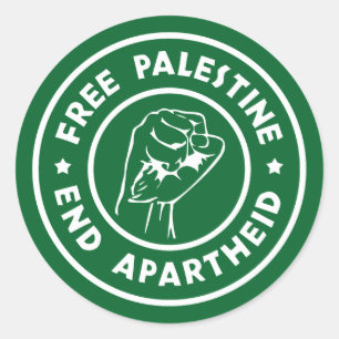 Adesivo Redondo Free Palestine End Apartheid