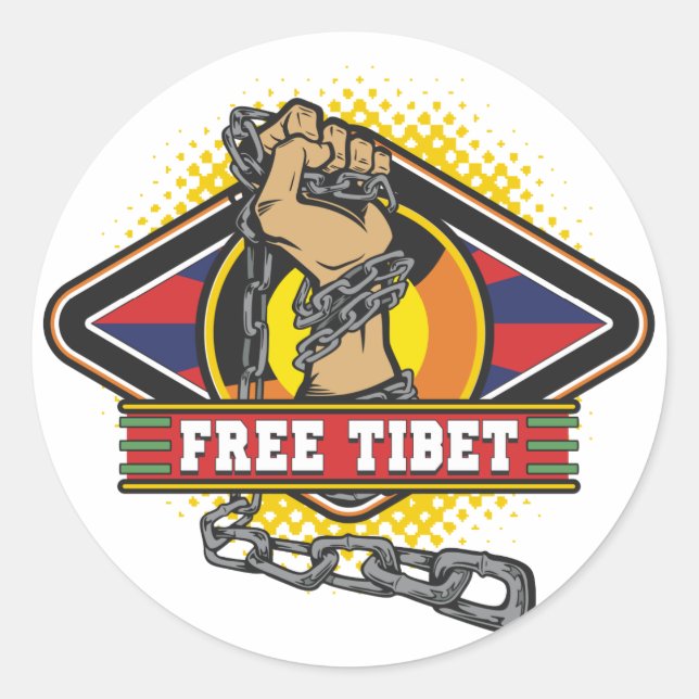 Adesivo Redondo Free Tibet Chains (Frente)