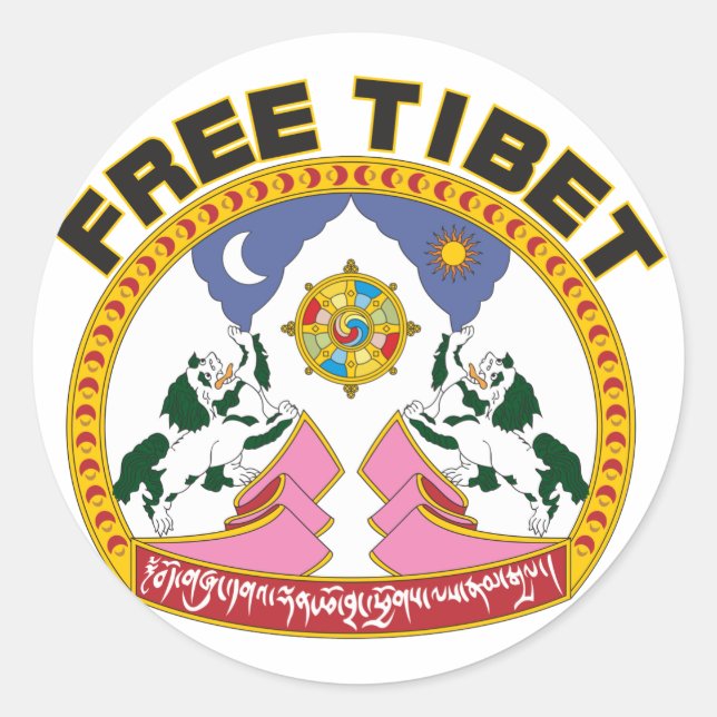 Adesivo Redondo Free Tibet Emblem (Frente)
