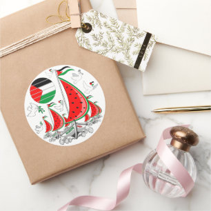 Adesivo Redondo Freedom Global Sumud Flotilla Boats para Gaza