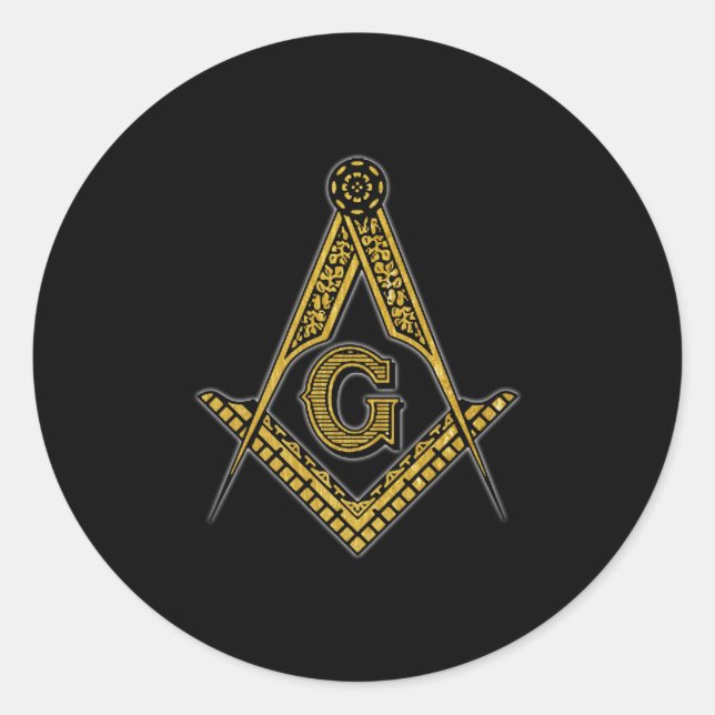 Adesivo Redondo Freemason (Preto e Dourado) (Frente)