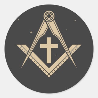 Adesivo Redondo Freemasonry symbol  and cross in the universe 