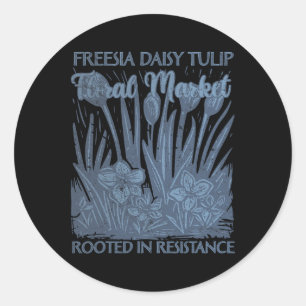 Adesivo Redondo Freesia Daisy Tulipa Enraizada Em Resistência Suti