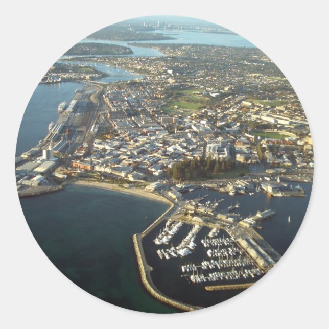 Adesivo Redondo Fremantle Harbor, Austrália Ocidental (Frente)