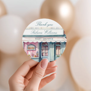 Adesivo Redondo French Boutique Bonjour Bebe Chá de Bebê