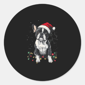 Adesivo Redondo French Bulldog Christmas Lights Xmas Dogs Gifts Me