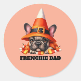 Adesivo Redondo French Bulldog Cute Halloween Candy Costume