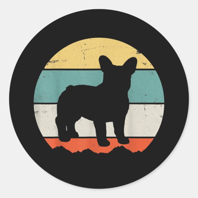 Adesivo Redondo French Gift | Presente para o Bulldog Francês Vint (Frente)