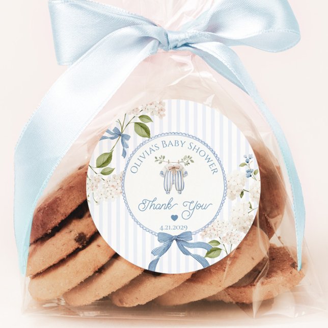 Adesivo Redondo French Nursery Clothesline Baby shower Thank you (Criador carregado)