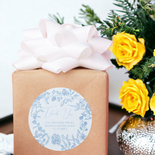 Adesivo Redondo french vintage floral obrigado chá de noiva