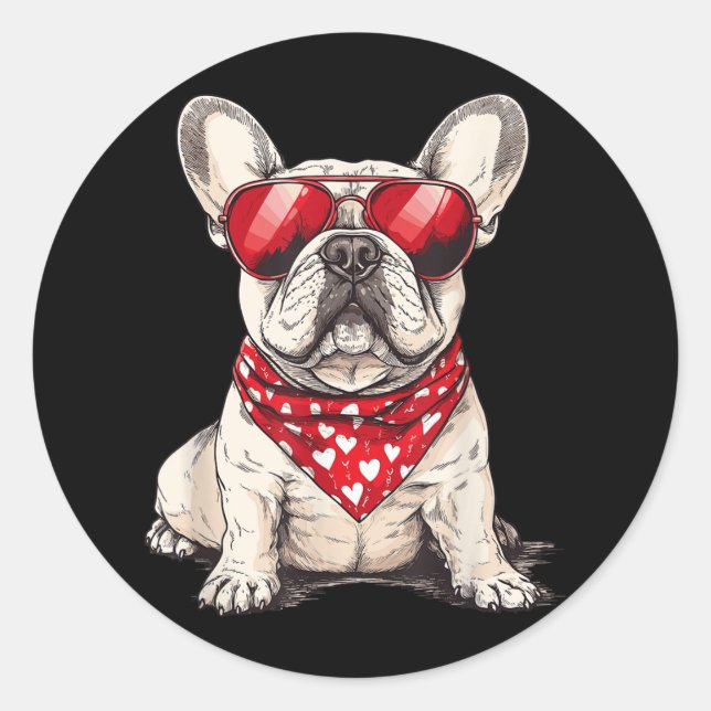Adesivo Redondo Frenchie Heart Bandana Legal Bulldog Francês Lover (Frente)