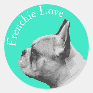 Adesivo Redondo Frenchie Love / French Bulddog   Aquário Colorido
