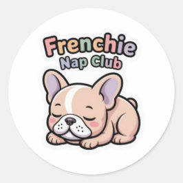 Adesivo Redondo Frenchie Nap Club Cute Sleeping French Bulldog Sti