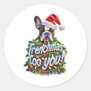 Adesivo Redondo Frenchmas para você Cachorro-Cachorro Árvore Natal