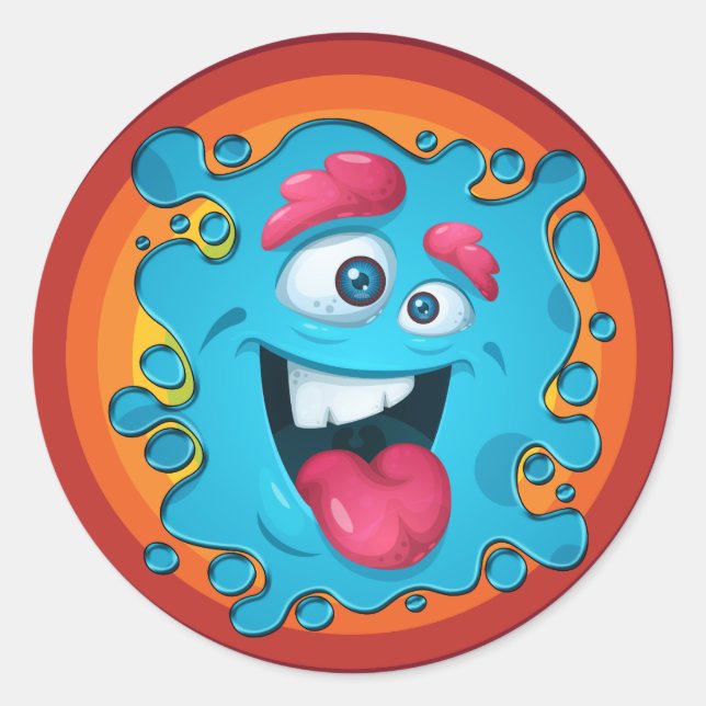 Adesivo Redondo Frente de Monstro Azul (Frente)